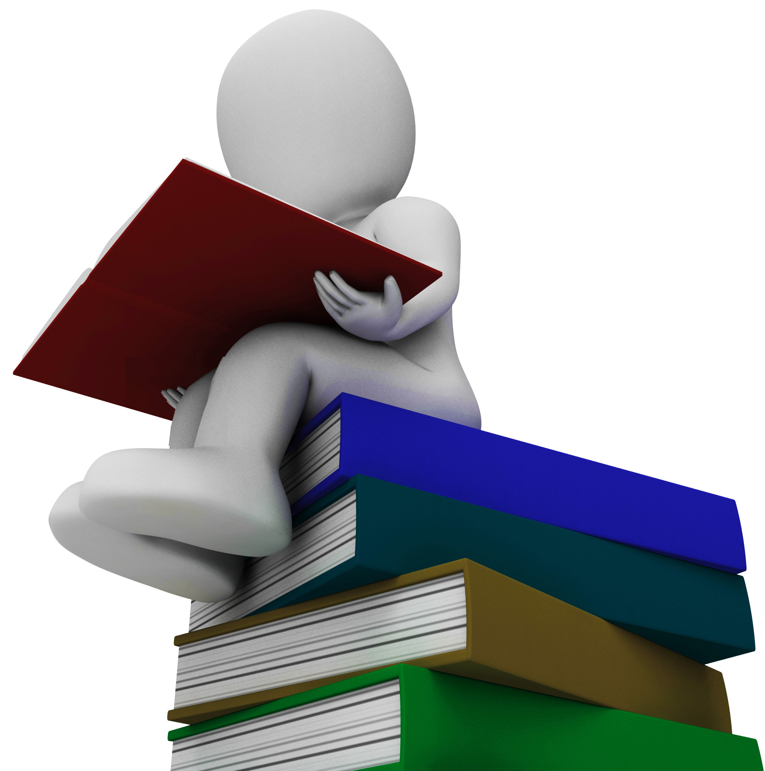 Student And Books Showing Learning And Studying