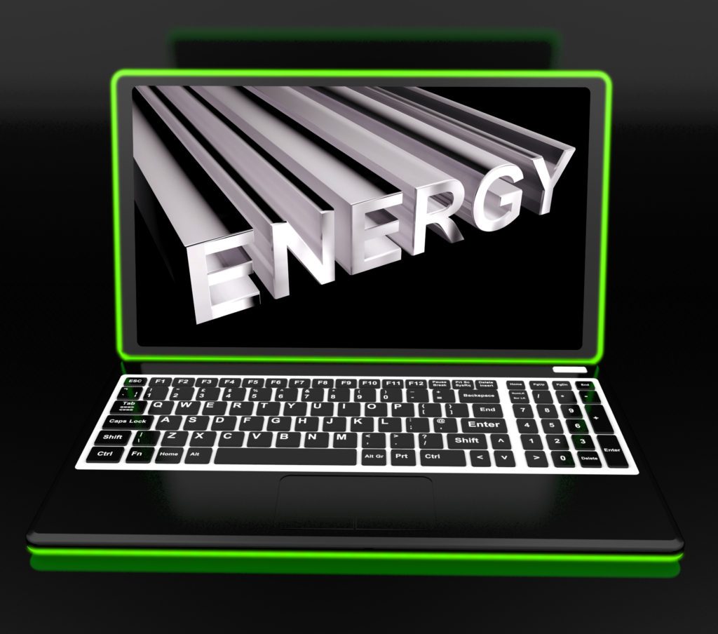 Energy On Laptop Showing Power
