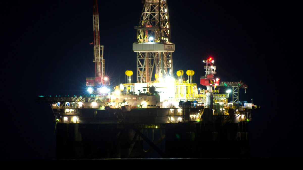 Offshore drilling rig at nigh