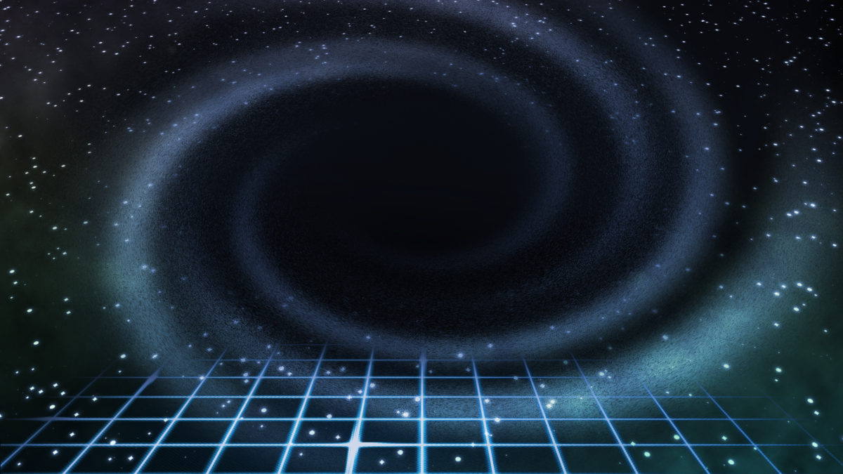 Blue Black Hole in Space Background