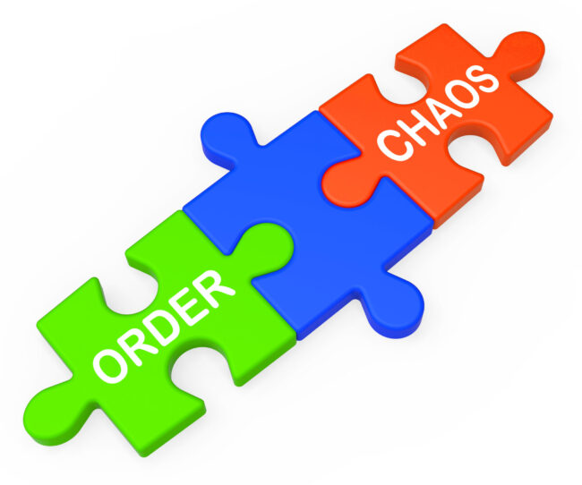 Order Chaos Showing Organized Or Unorganized Management